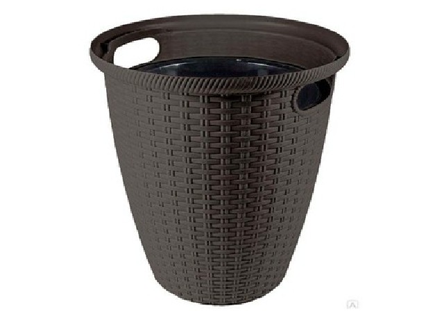 Кашпо Rattan D 266 мм 10 л с внутр горшком 6 л горький шоколад 6215/12